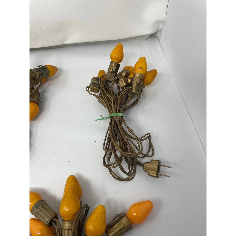 Vintage Christmas String Lights Holiday Decor Orange Red‎ Green Bulbs